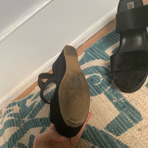 Steve Madden Black Velvet Platform Sandals - Picture 3 of 6